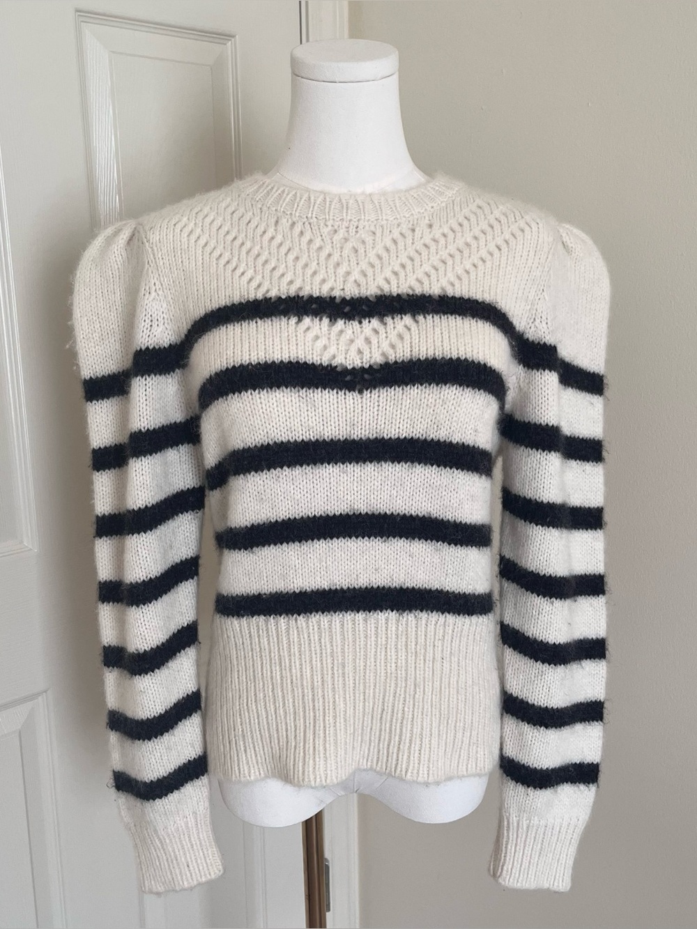 St. Roche Baby Alpaca Wool Blend Striped Sweater Womens Size L Luxury Knits